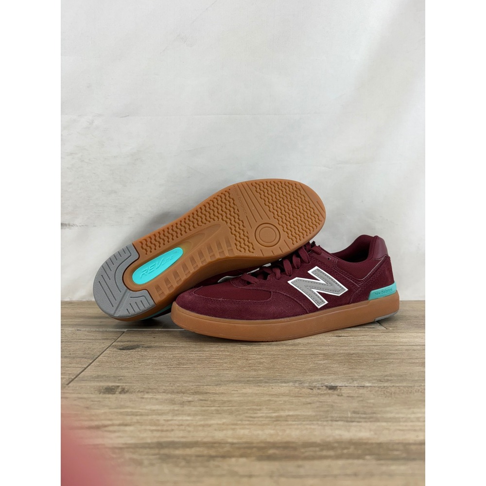 New Balance AM574HNS Mens 9.5 Burgundy Suede Skate Shoes Gum Sole Low Top - Picture 4 of 9